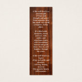 メモリ素朴ー3写真葬式祈りの言葉ブックマーク (裏面)