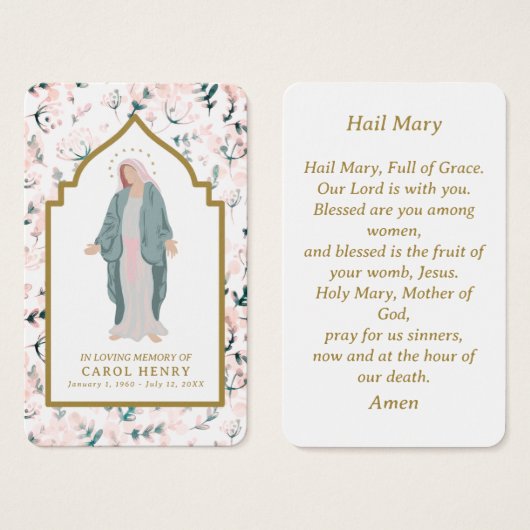 メモリ賛美祈りの言葉カード内の母カトリック (正面&裏面)