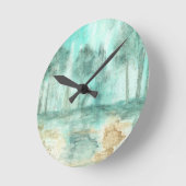 メモリ、抽象芸術アートランドスケープ絵画ツリー ラウンド壁時計 (傾斜)