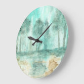 メモリ、抽象芸術アートランドスケープ絵画ツリー ラウンド壁時計 (傾斜)