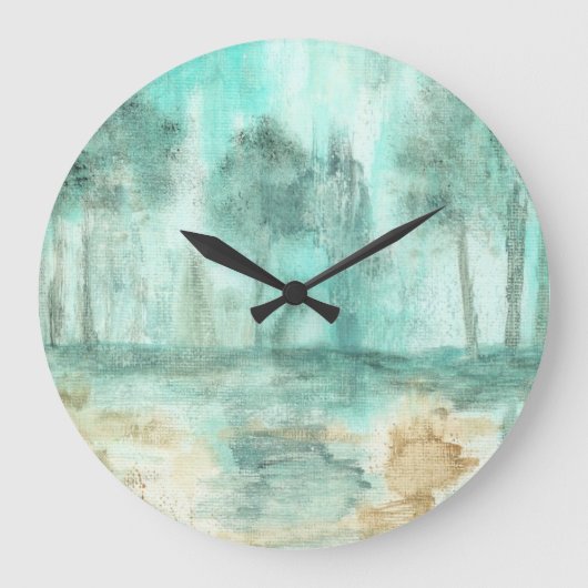 メモリ、抽象芸術アートランドスケープ絵画ツリー ラウンド壁時計 (正面)
