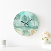 メモリ、抽象芸術アートランドスケープ絵画ツリー ラウンド壁時計 (ホーム)