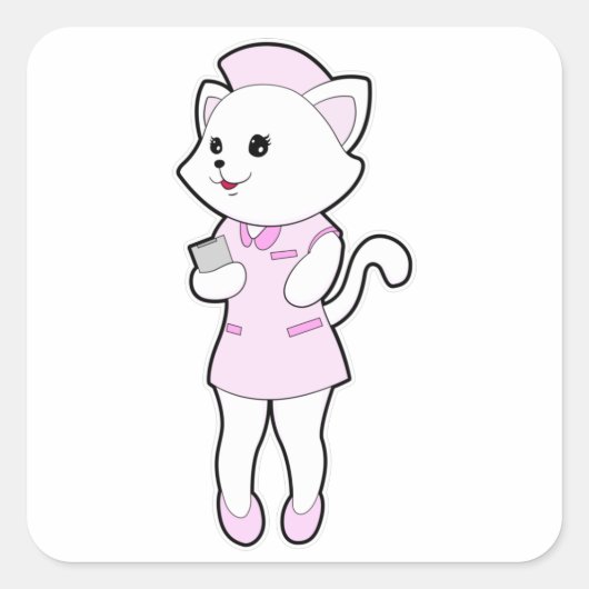 メモ帳でナースとしてCat スクエアシール (正面)