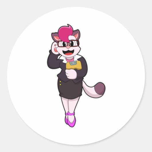 メモ帳で秘書としてCat ラウンドシール (正面)