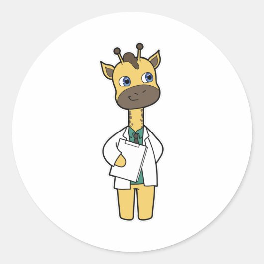 メモ帳でGiraffe as Doctor ラウンドシール (正面)