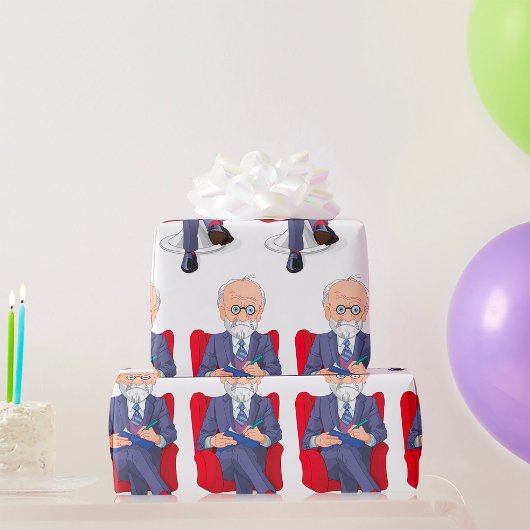 メモ帳とスーツの心理学者 ラッピングペーパー