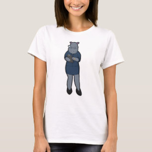 メモ帳とペンで秘書としてのHippo Tシャツ
