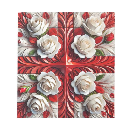 メモ帳と英語バラモダンデザイン ノートパッド (正面)