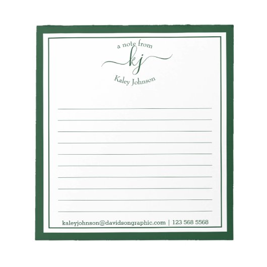 メモ帳のデスクからのフォレストの緑のスクリプト名 ノートパッド (正面)