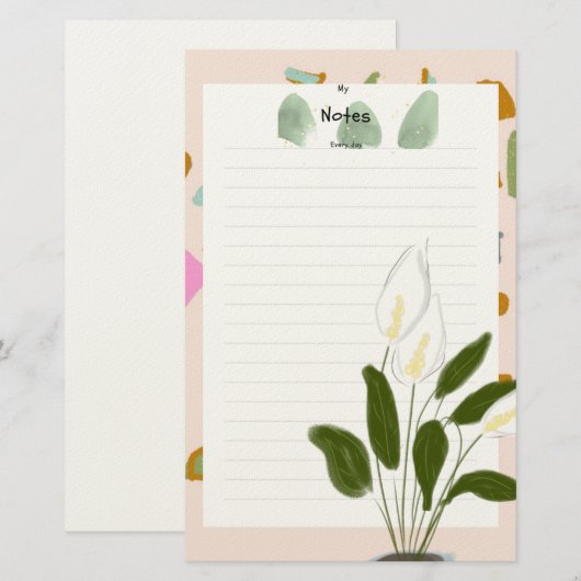 メモ帳の女性の幸せ 便箋 (正面/裏面)