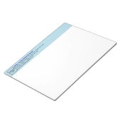 メモ帳の見出しにライトブルーのビジネスブランド ノートパッド (アングル)