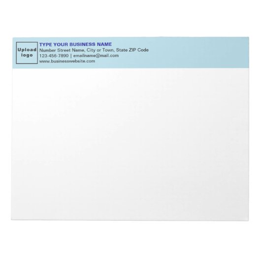 メモ帳の見出しにライトブルーのビジネスブランド ノートパッド (正面)