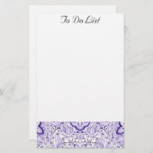 メモ帳を使用するArbella Purple Watercolorパターン 便箋 (正面/裏面)