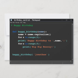 メモ帳コンピュータープログラマのダークモード誕生日 カード