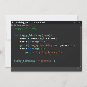 メモ帳コンピュータープログラマのダークモード誕生日 カード
