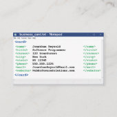 メモ帳コーダ形式コンピュータサイエンティストプログラマ 名刺 (正面)