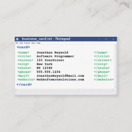 メモ帳コーダ形式コンピュータサイエンティストプログラマ 名刺