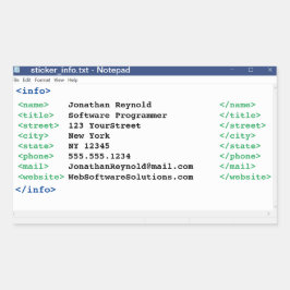 メモ帳コーダ形式コンピュータサイエンティストプログラマ 長方形シール