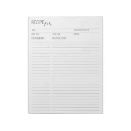 メモ帳シンプルのクリーン+レシピページ ノートパッド