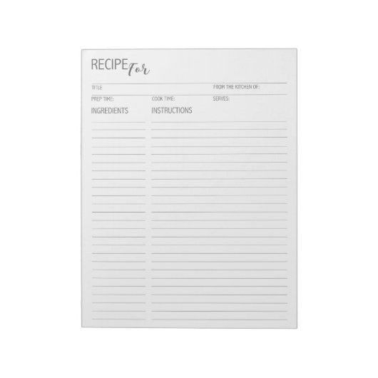 メモ帳シンプルのクリーン+レシピページ ノートパッド (回転)