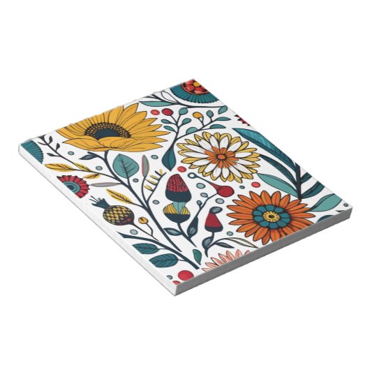 メモ帳:目まいがするデイジーの喜び:フローラファッション ノートパッド (アングル)