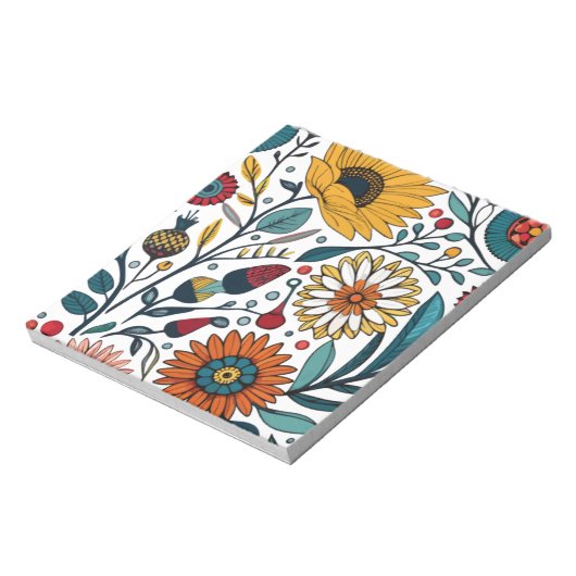 メモ帳:目まいがするデイジーの喜び:フローラファッション ノートパッド (回転)