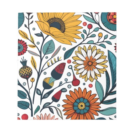 メモ帳:目まいがするデイジーの喜び:フローラファッション ノートパッド (正面)