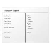 メモ帳 – 系図学調査 (正面)