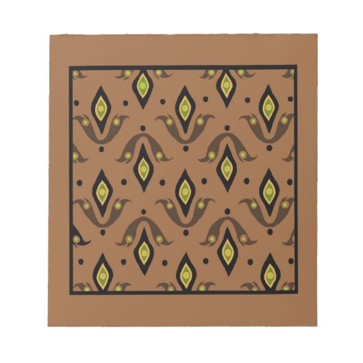 メモ帳,茶色,黒,緑,金ゴールドパターン ノートパッド (正面)