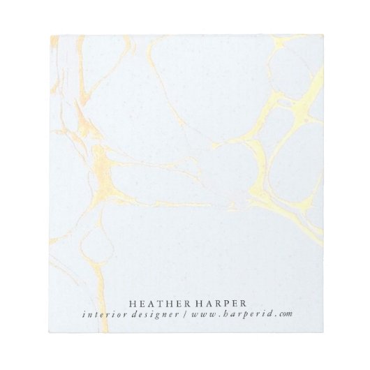 メモ帳 – 青と金ゴールド大理石 (正面)