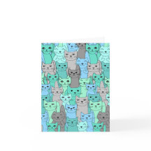 メモ空白のカード：猫が多カラフルい