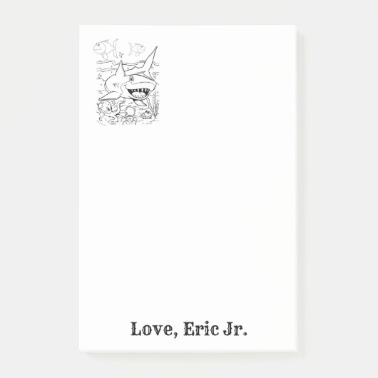 メモ サメ 魚 ぬりえ ポストイット ノート (正面)