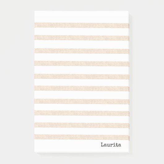 メモ　ベージュ＆ホワイトのストライプ ポストイット (正面)