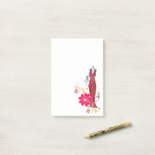 メモ 赤いドレス 花柄の花のドレス 製造者 ポストイット (デスク上)