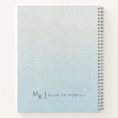 メモ & 雑感 おしゃれなスクリプト モノグラム  グラデーションブルー ノートブック (裏面)