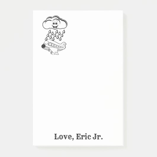 メモ 雲 飛行機 色塗り ポストイットメモ ポストイット (正面)