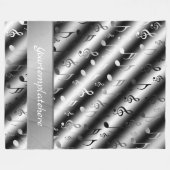 メモ,音楽,金属,楽譜,バンド,クレフ、 音符記号, フリースブランケット (正面(横))