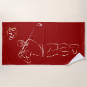 メユニークンスカッコいいモダンデザインレッドカスタムモノグラム ビーチタオル (正面)