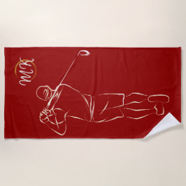 メユニークンスカッコいいモダンデザインレッドカスタムモノグラム ビーチタオル