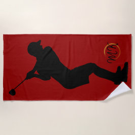 メユニークンスカッコいいモダンデザインレッドカスタムモノグラム ビーチタオル