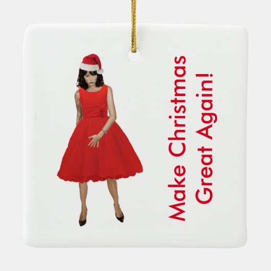 メラニアまたクリスマス素晴らしを作れ！ セラミックオーナメント (裏面)