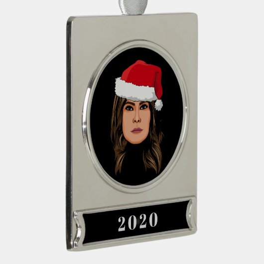 メラニアトランプクリスマス シルバープレートバナーオーナメント (右)