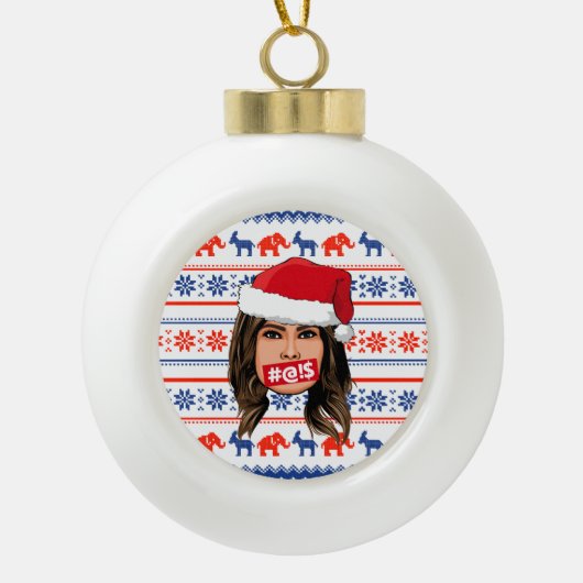 メラニアトランプクリスマス セラミックボールオーナメント (正面)
