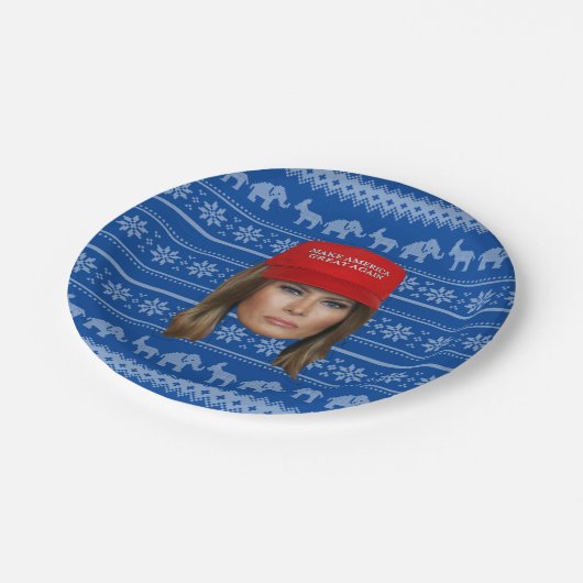 メラニアトランプMAGAクリスマス ペーパープレート (アングル)