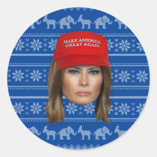 メラニアトランプMAGAクリスマス ラウンドシール