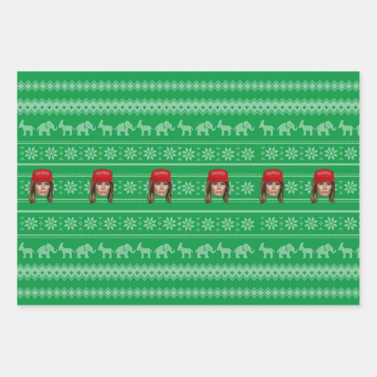 メラニアトランプMAGAクリスマス ラッピングペーパーシート (正面2)