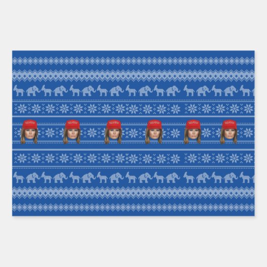 メラニアトランプMAGAクリスマス ラッピングペーパーシート (正面)