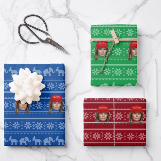 メラニアトランプMAGAクリスマス ラッピングペーパーシート (正面)