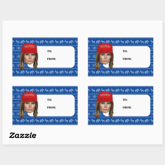 メラニアトランプMAGAクリスマス 長方形シール (シート)