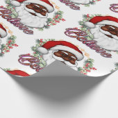 メラニンのクリスマスブラックサンタクロースを食べる ラッピングペーパー (角)